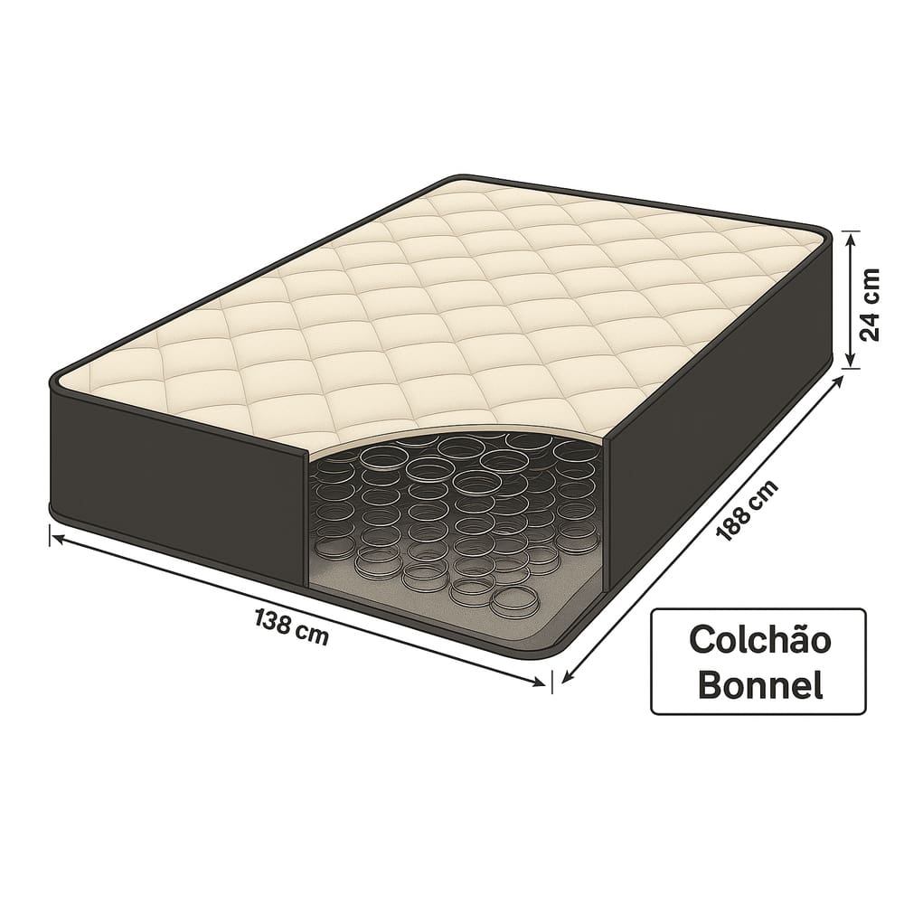 Colchão Mola Bonnel Casal 138x188x24