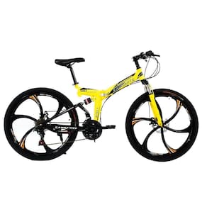 Bicicleta Aro 26 Amarela Freio Disco Bike Dobrável Easyfold 21 Marchas Roda Magnésio Wct Fitness