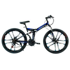 Bicicleta Aro 26 Freio Disco Bike Dobrável Azul Preto Easyfold 21 Marchas Roda Magnésio Wct Fitness