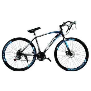 Bicicleta Speed Sprint Aro 700 Bike 21 Vel Marchas Freio A Disco Quadro Aço Carbono Leve Resistente Cor Preto/azul - Wct Fitness