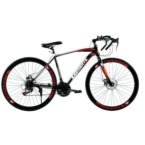 Bicicleta Speed Sprint Aro 700 Bike 21 Vel Marchas Freio A Disco Quadro Aço Carbono Leve Resistente Cor Preto/vermelho - Wct Fitness