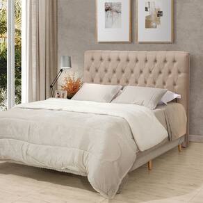 Cabeceira Cama Casal Estofada 1,40 Cm - Inca Linho Bege
