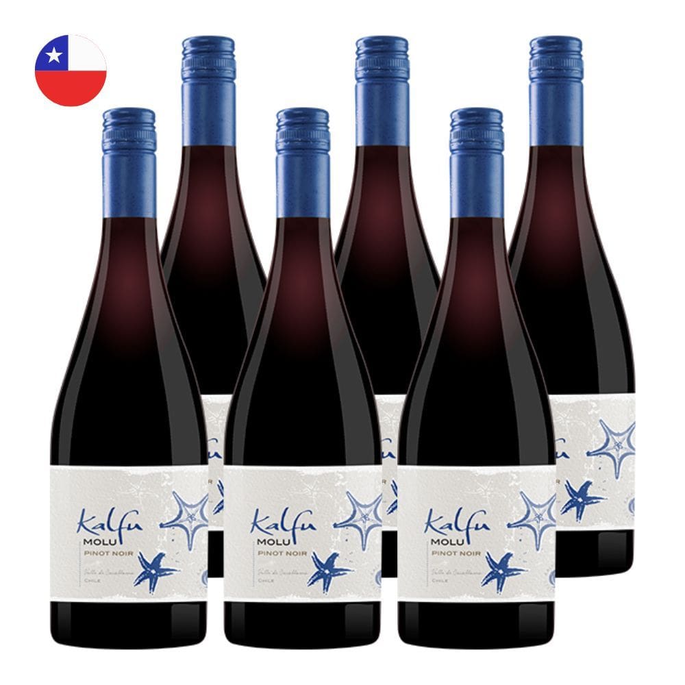 Kit 6 Vinhos Kalfu Reserva Molu Pinot Noir Tinto Chile 750ml