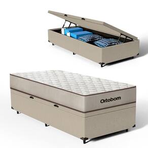 Cama Box Baú com Colchão de Espuma D60 Ortobom Force Dream Solteiro 88cm