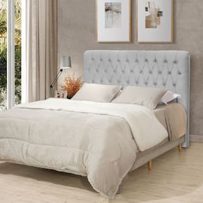 Cabeceira Cama Casal Estofada 1,40 Cm - Inca Veludo Cinza Claro
