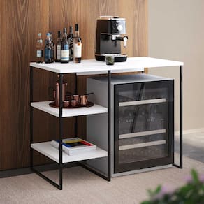 Aparador Adega Industrial Bar Barzinho Bourbon Aço Preto e Branco 95 Cm