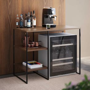 Aparador Adega Industrial Bar Barzinho Bourbon Aço Preto e Carvalho 95 Cm