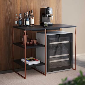 Aparador Adega Industrial Bar Barzinho Bourbon Aço Cobre e Preto 95 Cm