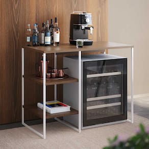 Aparador Adega Industrial Bar Barzinho Bourbon Aço Branco e Carvalho 95 Cm