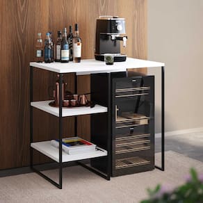 Aparador Adega Industrial Bar Barzinho Bourbon Aço Preto e Branco 80 Cm