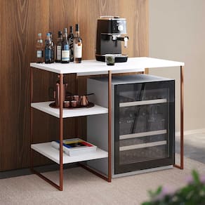 Aparador Adega Industrial Bar Barzinho Bourbon Aço Cobre e Branco 95 Cm