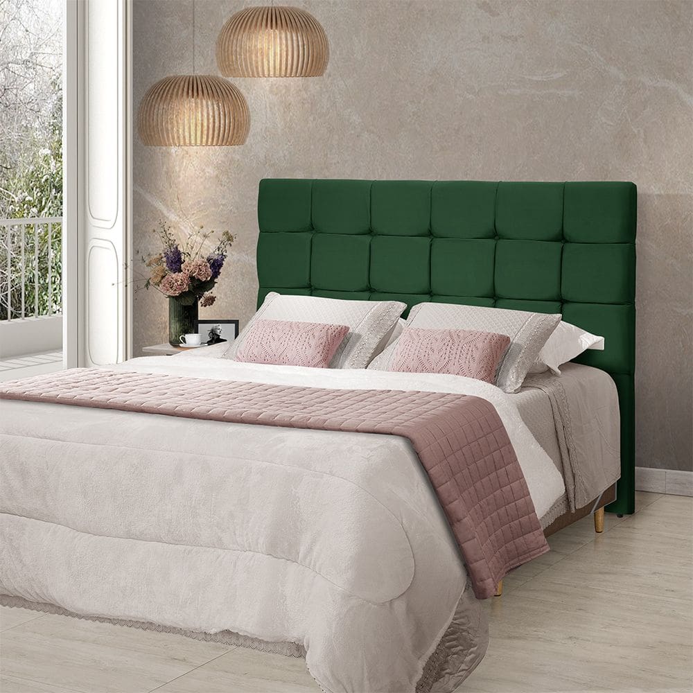 Cabeceira Cama King Estofada 1,93 - Maia Veludo Verde