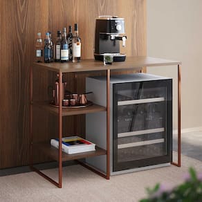 Aparador Adega Industrial Bar Barzinho Bourbon Aço Cobre e Carvalho 95 Cm