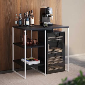 Aparador Adega Industrial Bar Barzinho Bourbon Aço Branco e Preto 80 Cm