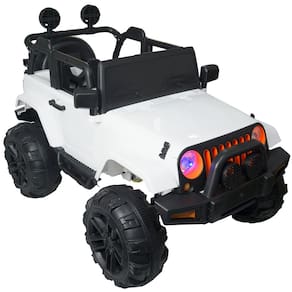 Mini Jipe Elétrico Infantil Criança 12V com Controle Remoto Luz Som Usb Mp3 Carro Importway Branco