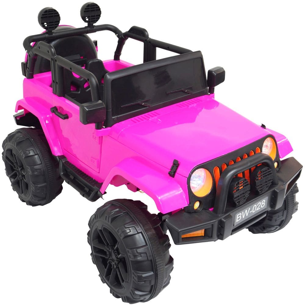 Mini Jipe Elétrico Infantil Criança 12V com Controle Remoto Luz Som Usb Mp3 Carro Importway Rosa
