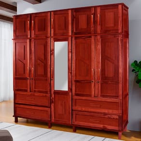 Guarda-Roupa Casal Suécia Madeira Maciça 10 Portas 4 Gavetas com Espelho Marrom - Pnr Móveis
