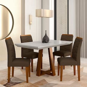 Mesa Com 4 Cadeiras Monterey 1,20 Cin/off/marrom - Móveis Arapongas