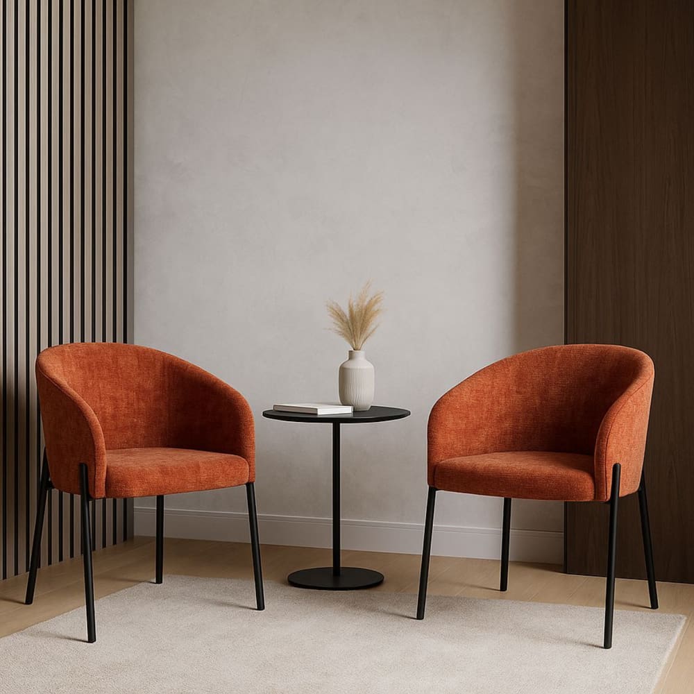 Kit com 2 Poltronas Laura com Base Fixa em Aço Carbono Preto Fosco – Exclusiva