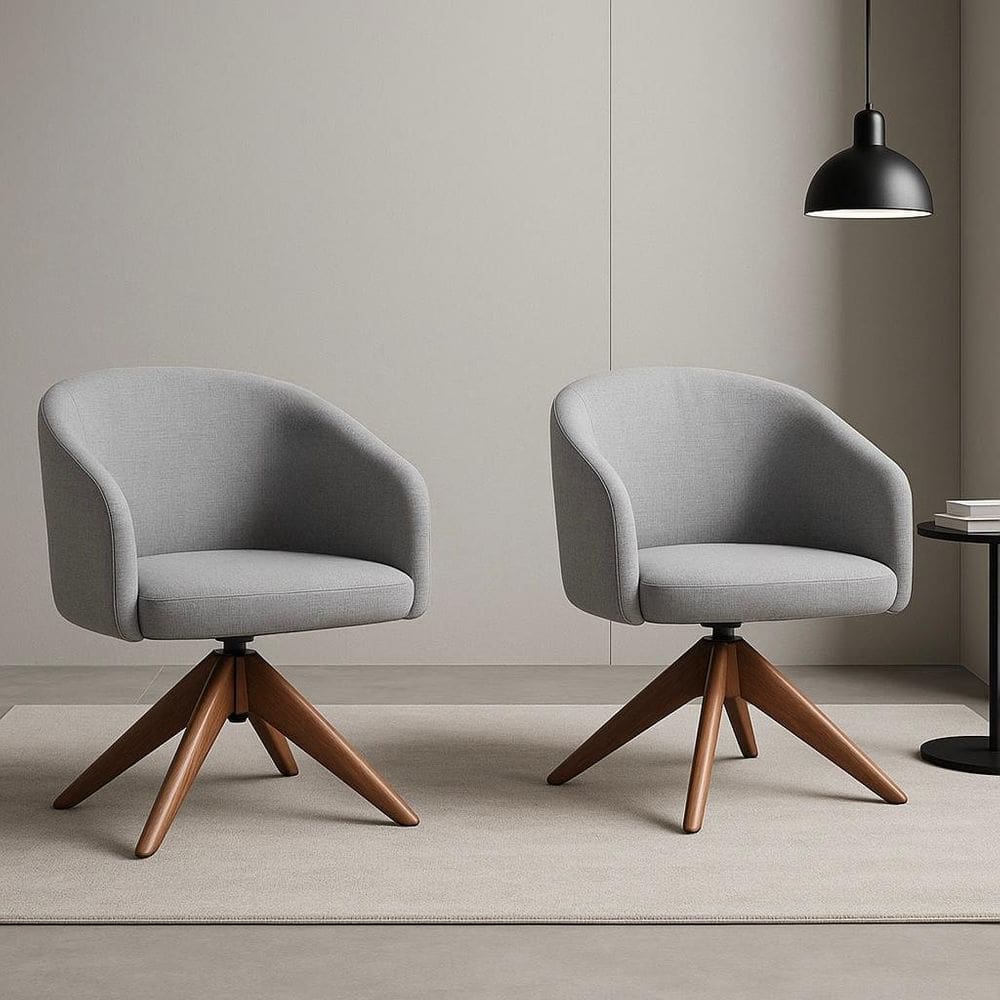 Kit com 2 Poltronas Giratórias Zara em Madeira Castanho – Exclusiva