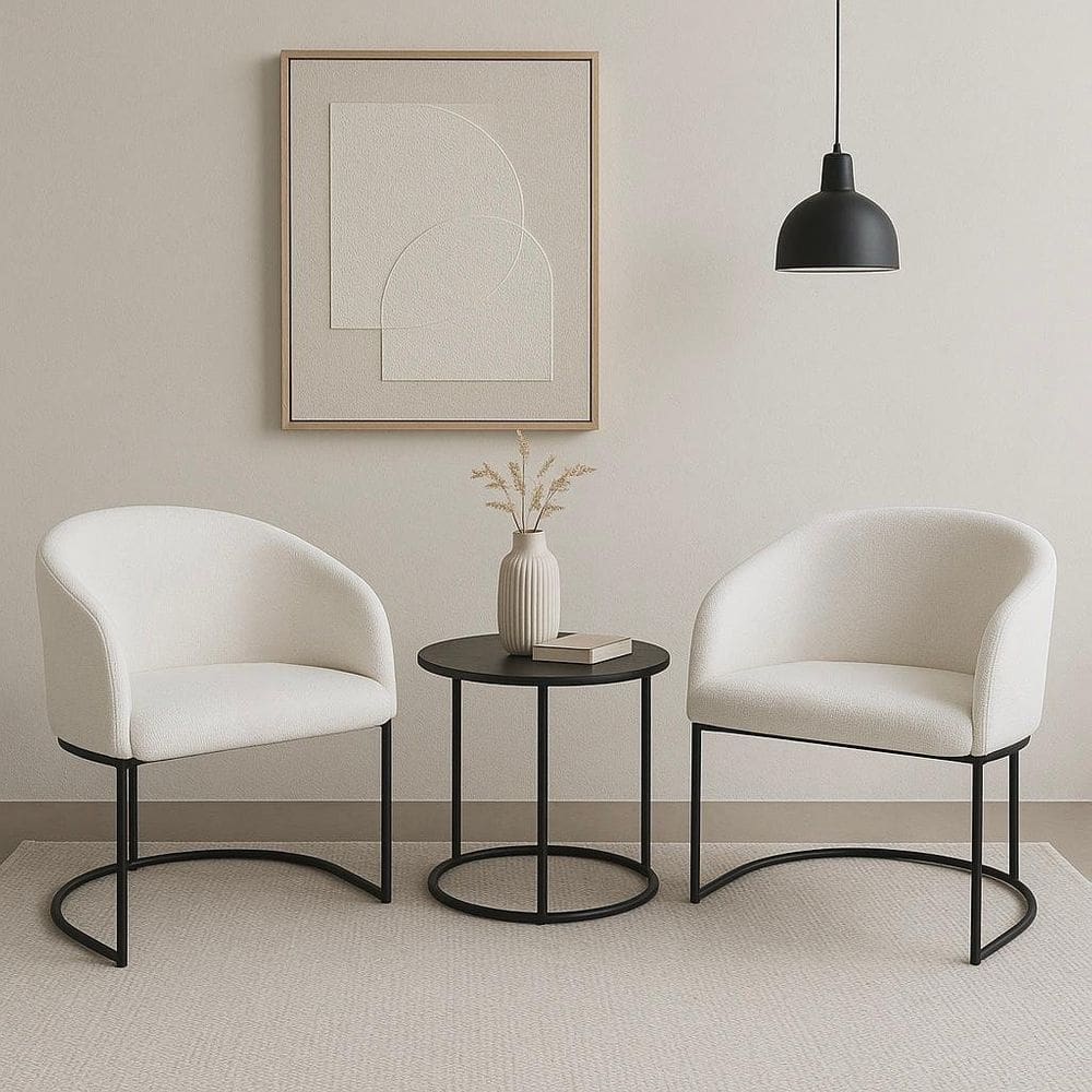 Kit com 2 Poltronas Mavie com Base Fixa em Aço Carbono Preto Fosco – Exclusiva