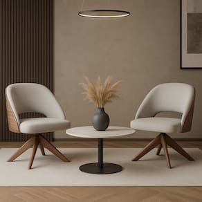 Kit com 2 Poltronas Prada com Base Giratória em Madeira Cor Castanho – Exclusiva