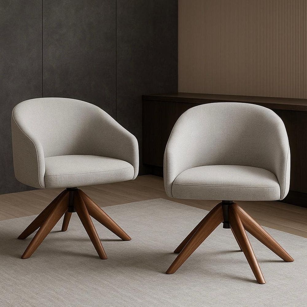 Kit com 2 Poltronas Giratórias Zara em Madeira Castanho – Exclusiva