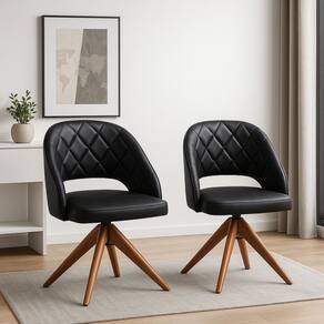 Kit com 2 Poltronas Prada com Base Giratória em Madeira Cor Castanho – Exclusiva