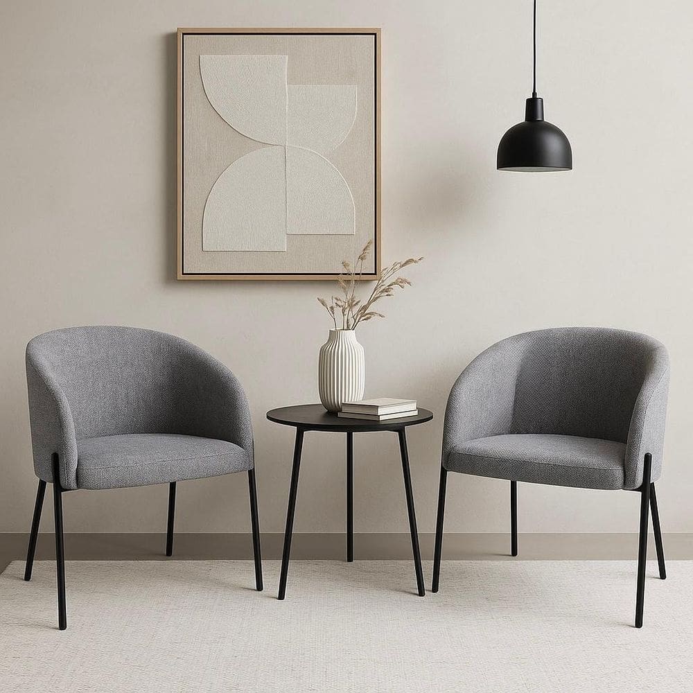 Kit com 2 Poltronas Laura com Base Fixa em Aço Carbono Preto Fosco – Exclusiva