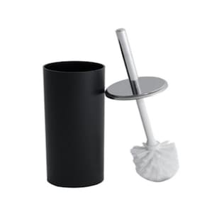 Escova Sanitária Preta Inox com Suporte de Luxo