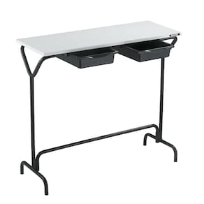 Mesa de Manicure com 2 Gavetas Moderna Dompel Albany Branco/Preto