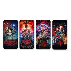 Kit 4 Imãs Capas Da Série Stranger Things 3X6Cm De Metal