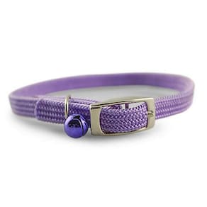Coleira de segurança para gatos OmniPet Kool Kat Elastic com Bell Lavender