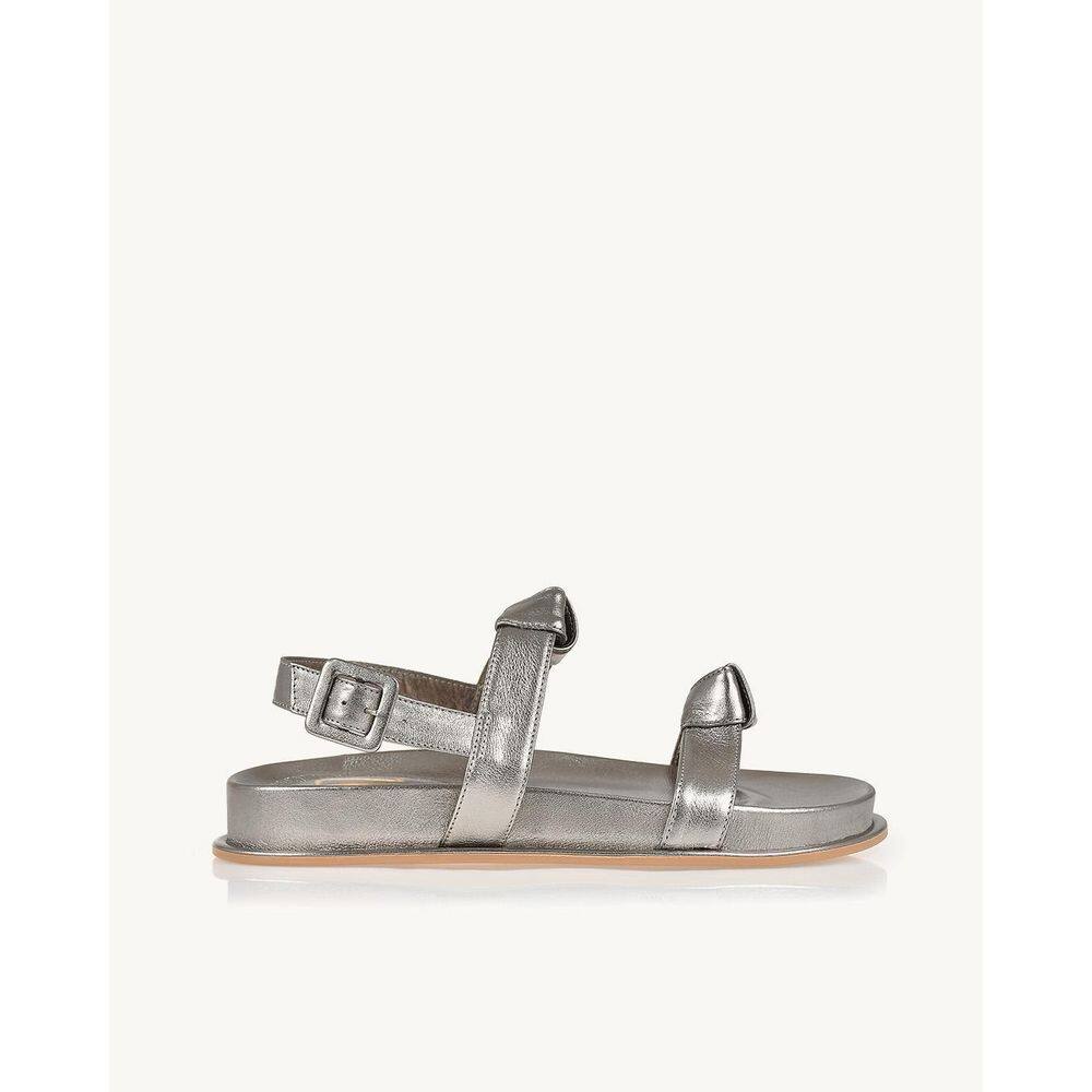 Flat Uza Couro Shine Old Silver - C26L111M0001 Prata - 37