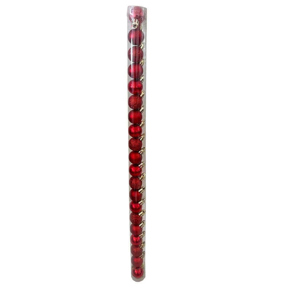 Tubo Bola de Natal  20 Peças Cazza Vermelha