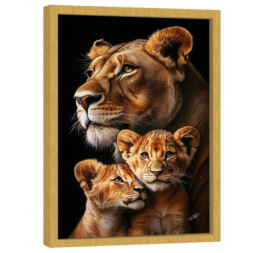Quadro Decorativo Leoa e Dois Filhotes | Casas Bahia