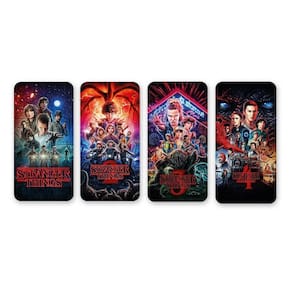 Kit 4 Imãs Capas Da Série Stranger Things 3X6Cm De Metal