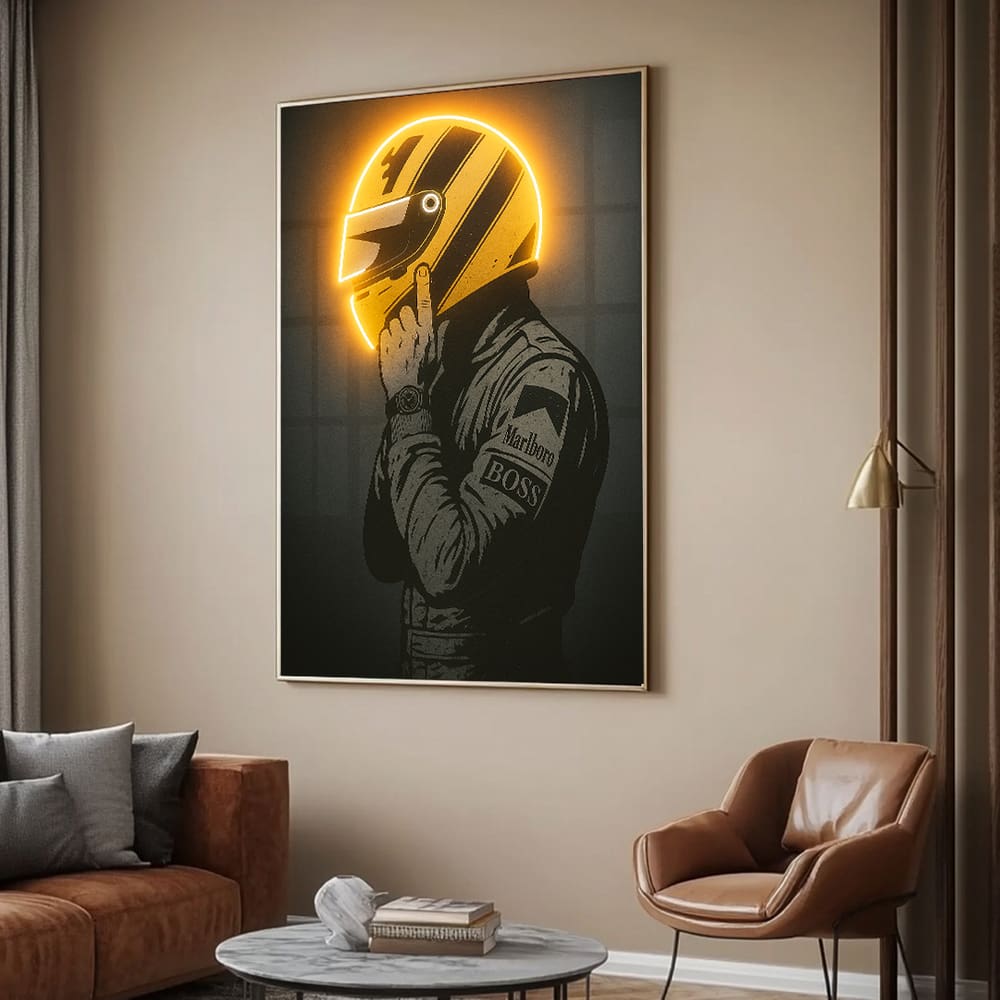 Quadro Decorativo Piloto Neon Amarelo