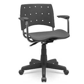 Cadeira Secretaria Giratoria Ergoplax Preta Com Braço - Plaxmetal