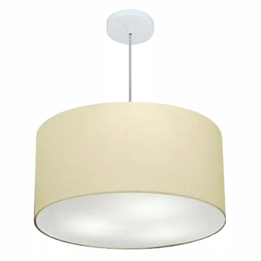 Lustre Pendente Cilíndrico Vivare Md-4080 Cúpula em Tecido 60x30cm - Bivolt