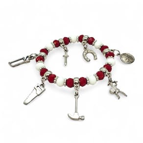 Pulseira Ogum Vermelho e Branco Orixás Umbanda Candomblé