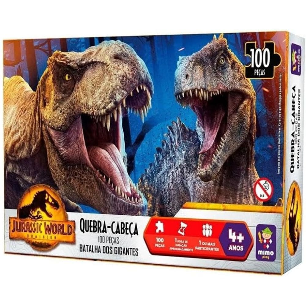 Quebra-cabeca 100 pecas - Batalha dos gigantes - Jurassic World - 2088 MIMO