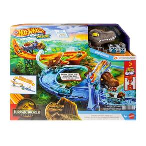 Pista RacerVerse Crash and Splash - Spinosaurus X Velociraptor - Jurassic World Recomeço - Hot Wheels - Mattel