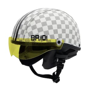 Capacete Coquinho Br 101 Xadrez Branco Vision Laranja P