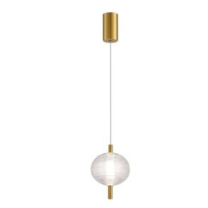 Pendente 20cm X 15cm Casulo Bella Iluminação Transparente/Dourado