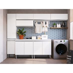 Armário de Lavanderia 7 Peças 10 Portas Athena Branco