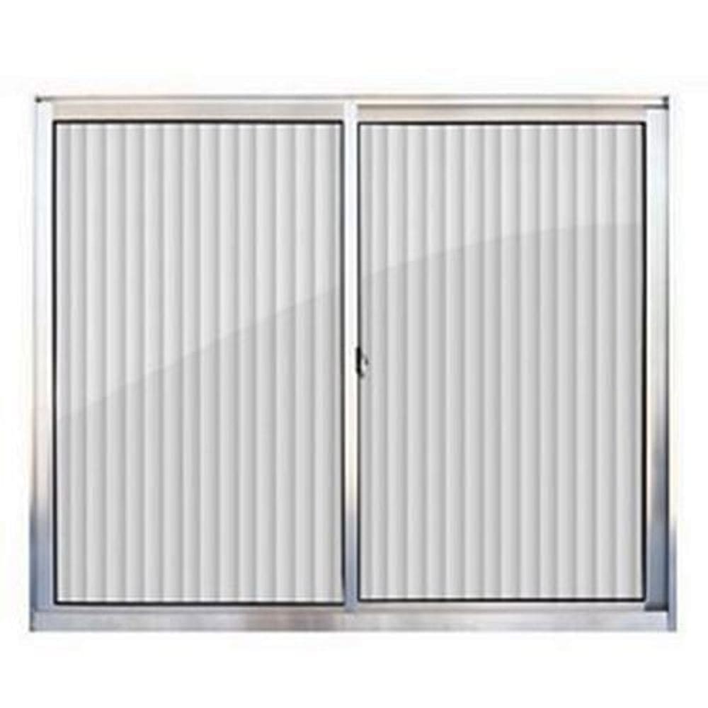 Janela Aluminio Correr 2FLS Natural Vidro Canelado 0,80X1,00