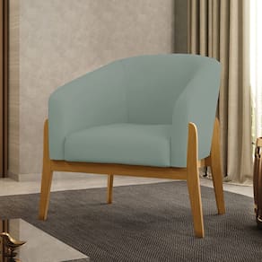 Poltrona Decorativa Base Madeira Stella Cotelê Ext/Veludo Menta D03 - D`Rossi