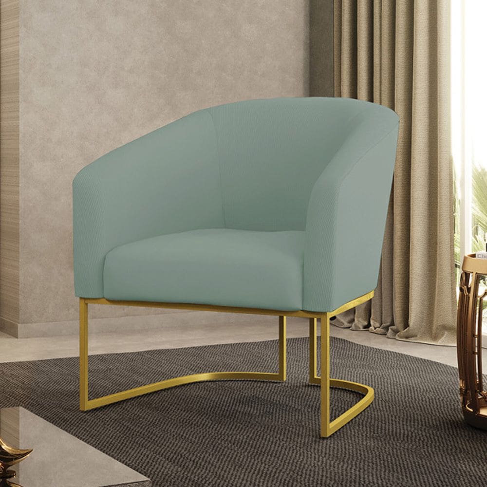 Poltrona Decorativa Industrial Dourado Stella Cotelê Int/Veludo D03 - D`Rossi