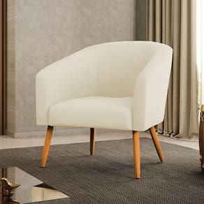 Poltrona Decorativa Pé Palito Castanho Stella Cotelê Int/Veludo Off White D03 - D`Rossi